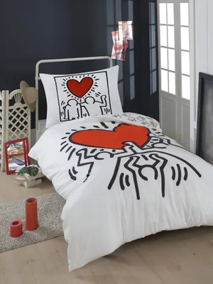 Produktbild von Disney Home Keith Haring Kinder Wendebettwäsche Set 100% Baumwolle 135x200 cm Kissenbezüge 80x80 cm