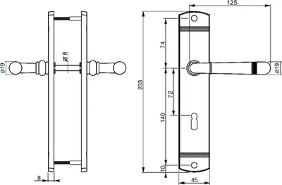Produktbild von Massiv Messing Türbeschlag Helena Prime LS BB Edelstahlfarbig Schwarz Türklinke