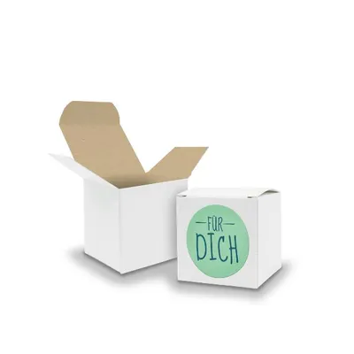 Produktbild von SET FÜR DICH (Motiv9) 24x Faltschachtel Würfel 5cm weiß innen braun+Sticker