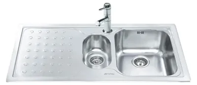 Immagine prodotto di Lavello incasso 2 vasche gocciolatoio sinistro 100x50 Smeg LV100S3 inox
