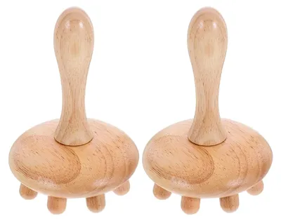 Produktbild von 2 Stück Holzkämme mit Ergonomischem Massagekopf für Kopfhautentspannung