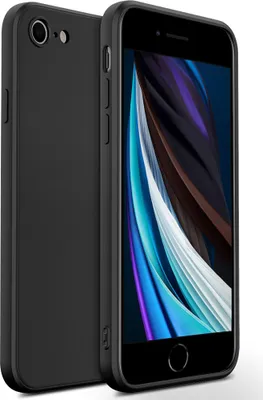Image de coque iPhone SE 2020, Coque en silicone liquide, antichoc et anti-rayures pour iPhone SE 2020 noir