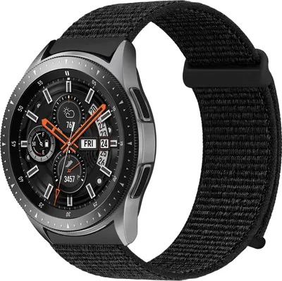 Produktbild von Smartwatch Armband für Samsung Galaxy Watch (2018) 46mm Nylon Textil Band Ersatzband Wechselband Klettverschluss flexibel atmungsaktiv Schwarz