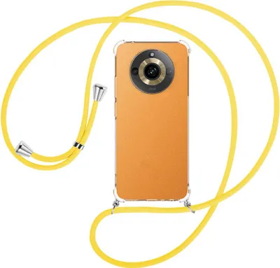 Produktbild von Handykette Backcover-Schutzhülle mit Band (Metall silberfarben) für Realme 11 5G (6.72'') - gelb