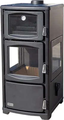 Produktbild von Kaminofen mit Backfach Herdplatte Panoramakamin Dreiseitig Glas Teba TKS 19 Holzofen 12 kW Kamin Ofen Holz Holzherd Kochplatte Küchenofen