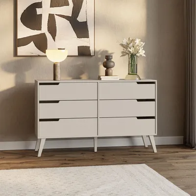 Image de Commode NOREL - Buffet moderne en cachemire avec 6 tiroirs