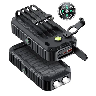 Produktbild von Solar Powerbank 40000mAh mit Handkurbel 22,5W Schnellladung Outdoor Akku für Camping Notfall Wandern Reisen