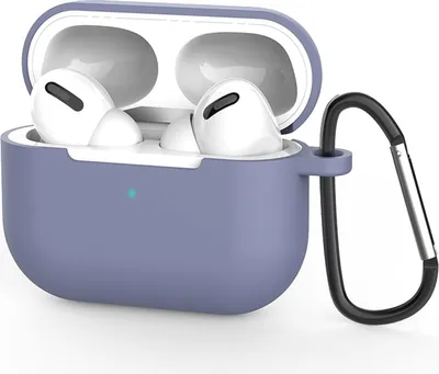 Immagine prodotto di AirPods Pro 1 Custodia protettiva in silicone con moschettone, custodia morbida al tatto, custodia resistente agli urti, antiscivolo, protezione a 360°,  grigio-blu