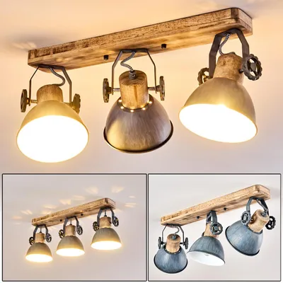 Produktbild von Cotes »Cotes« Deckenlampe aus Metall/Holz in Grau/Weiß/Braun, 3-flammig
