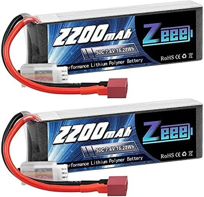 Obrázek produktu pro Zeee 2S LiPo baterie, 7,4V, 50C, 2200mAh, RC baterie s konektorem T (2 kusy)