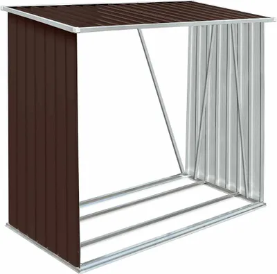 Obrázek produktu pro vidaXL Sklad palivového dřeva Pozinkovaná ocel 163 x 83 x 154 cm Hnědá barva
