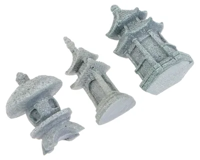 Produktbild von 3 Stücke Japanische Steinlaternen Mini Pagode Statue Asiatische Deko Figuren Garten Skulpturen für Bonsai Micro Landschaft Dekoration Feengarten Zubehör,, 5.5x2.8cm, Hellgrau