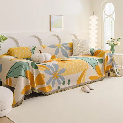 Produktbild von Gewebte Sofadecke für 3-Sitzer Sofa mit Fransen 180x380cm