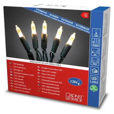 LED-Lichterkette, 120 warmweiße Dioden, 24 V, grün, 8 m