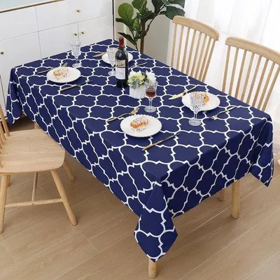 Produktbild von Famanu Tischdecke wasserabweisend, rechteckig, 140 x 220 cm, Polyester, dunkelblau