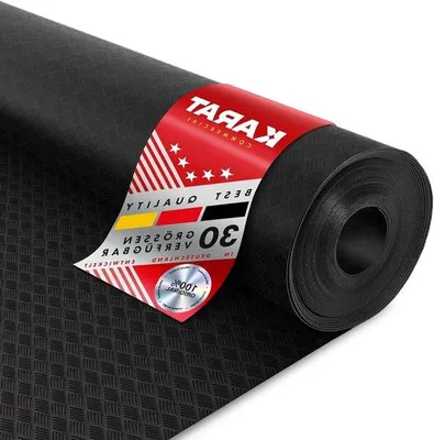 Produktbild von Gummi Teppich - Diamantmatte - Bodenschutz - Antirutsch und flüssigkeitsdicht - 100 x 300 cm - Schwarz