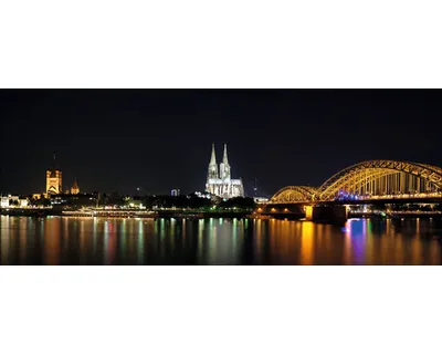 Produktbild von Glasbild Köln Skyline Nacht GLA873 125x50 cm