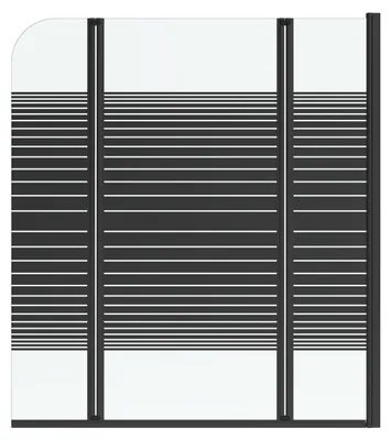 Produktbild von Badewannenaufsatz 125×140 cm, 3-tlg. Faltwand, Schwarz, Aluminium, ESG