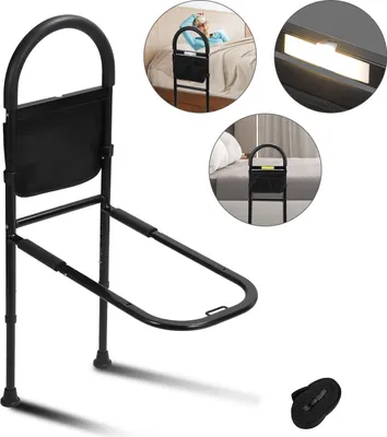 Immagine prodotto di TolleTour ringhiera per letto ausilio per anziani per l'accesso a maniglioni regolabili in altezza (80-104 cm) borsa di stoccaggio, con LED
