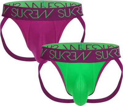 Produktbild von SUKREW Jockstrap Multipack 1x Deep Purple + 1x Verdant Green - Größe L