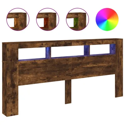 Zdjęcie produktu dla vidaXL zagłówek LED dąb wędzony 220x18,5x103,5 cm materiał drewnopochodny