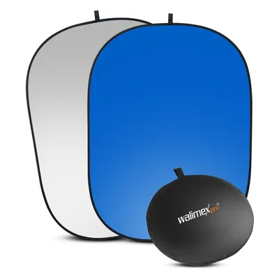Image de Walimex pro Fond pliant 2-en-1 (150x200 cm) - coton anti-reflets, bleu/gris, avec sac de transport pratique