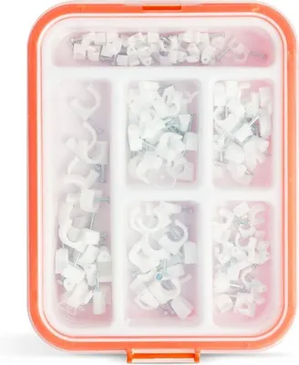 Produktbild von HANDY - Nagelklemmen - Kabelklemmen-Sortiment - Kabelklemme mit Nagel - 125 Stück in Aufbewahrungsbox