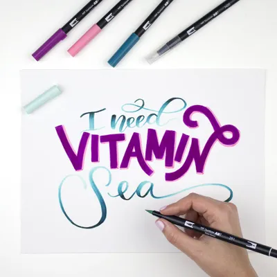 Produktbild von Tombow LS-ADV, Fein / Mittel, Schwarz, Blau, Rot, Violett, Rundspitze & Bürstenspitze, Mehrfarbig, Rund, Polypropylen (PP)