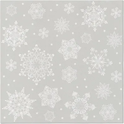 Obrázek produktu pro Ubrousky Premium Airlaid, "Snowflakes Silver", 1/4, 40 x 40 cm 50 kusů.