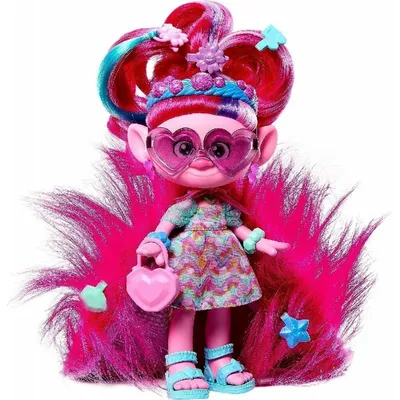 Produktbild von Trolls Poppy 2in1 Haarspiel Modepuppe aus Kunststoff & Stoff, Mehrfarbig, mit 15 Zubehörteilen, einem Juwelenbehälter und abnehmbarer Kleidung & Schuhen, Maße: 165,1x91,6x91,5mm (HxBxT)