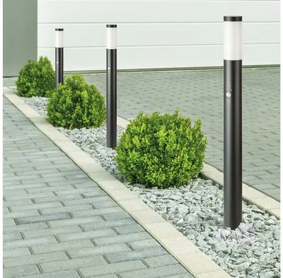 Immagine prodotto di V-TAC VT-838 Portalampada E27 piantana led da giardino 110cm con sensore PIR fissaggio a terra 110cm in acciaio inox colore nero IP44 - sku 8983