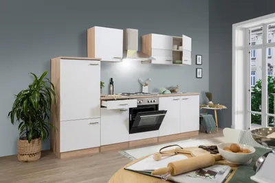 Produktbild von Küche Küchenzeile Küchenblock Einbauküche Eiche Weiß Merle 270 cm Respekta