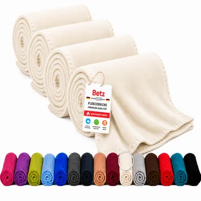 Produktbild von Betz 4 Stück Luxus Fleecedecken 130x170 cm Kuscheldecken Farbe creme, KI-generiertes Bild