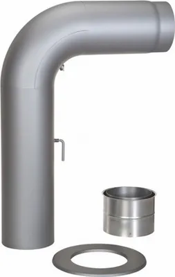 Produktbild von Rauchrohrset Ø 150mm gezogen inkl. Rosette & Mauermuffe gussgrau 700 x 450 mm