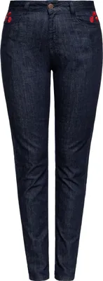 Produktbild von QUEEN KEROSIN Damen Jeans Mit Kontrastierter Floraler Rosen Stickerei Im Western-Stil Roses Denim 27