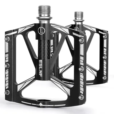 Obrázek produktu pro Pedály na kolo, platformové, MTB, lehké, 9/16 palců, CNC hliník, 3 utěsněná ložiska, protiskluzové, vodotěsné, odolné proti korozi, prachotěsné, černé