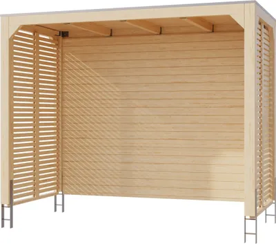 Produktbild von Grillküchenunterstand Holzpavillon Grillpavillon Unterstand Cubus 320x160cm Sparset inkl. Rückwand/Lamellenseitenwände und H-Pfostenanker für Pavillon