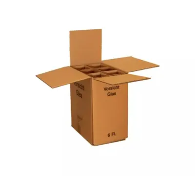 Produktbild von Weinkarton Flaschenkarton für 6 Flaschen (2 stück) Versandkarton Weinversandkarton Faltkarton