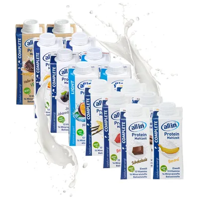 Produktbild von all in® 10er MIX alle Sorten | COMPLETE & LIGHT | hochkalorisch & niederkalorisch Trinknahrungen