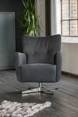 Produktbild von KAWOLA Sessel ALINE Drehsessel Sessel Leder schwarz 68x87x72cm (B/H/T)