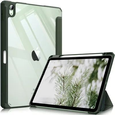 Produktbild von Fintie Hybrid Hülle für iPad Air 11 Zoll M4/M3/M2 (2026/2025/2024), iPad Air 5./4. Gen (2022/2020) 10,9 Zoll, mit Stifthalter, stoßfeste Schutzhülle mit transparenter Hartschale, Alpingrün