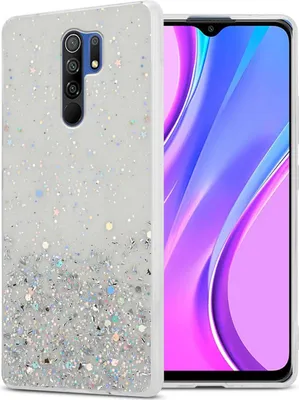 Produktbild von Cadorabo Hülle für Xiaomi RedMi 9 in Transparent mit Glitter Schutzhülle aus flexiblem TPU Silikon mit funkelnden Glitter Case Cover Etui Handy Hülle