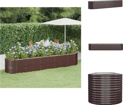 Obrázok produktu pre vidaXL Zvýšený záhon z ocele s práškovou povrchovou úpravou 368x80x68 cm Hnedá - Kvetináče a sadenice