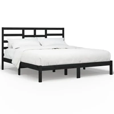 Produktbild von vidaXL Massivholzbett Schwarz 200x200 cm