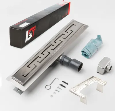 Produktbild von Duschrinne griechisch Bogen 500x70mm Ablaufrinne mit Edelstahl Siphon Haarsieb