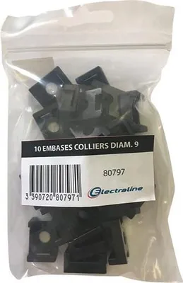Image de 3 Embases Colliers D.9 Par 10 Noir - Electraline