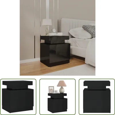 Produktbild von The Living Store Nachttisch Hochglanz-Schwarz 45x35x52 cm Holzwerkstoff