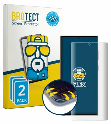 Produktbild von 2x BROTECT Fullscreen Schutzfolie für Samsung Galaxy S23 Ultra Displayschutz Folie Fullcover Klar Transparent