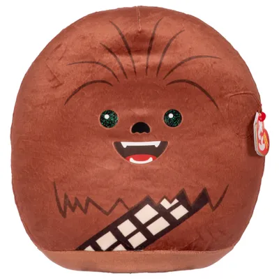 Image de TY Squish-A-Boos Star Wars Chewbacca coussin douillet, 20 cm, coussin doux en peluche, broderies détaillées, cadeau parfait pour les fans de Star Wars