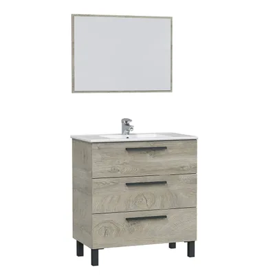 Zdjęcie produktu dla Waschbeckenunterschrank >ATHENA< in Alaska-Eiche - 80x86x45 (BxHxT)